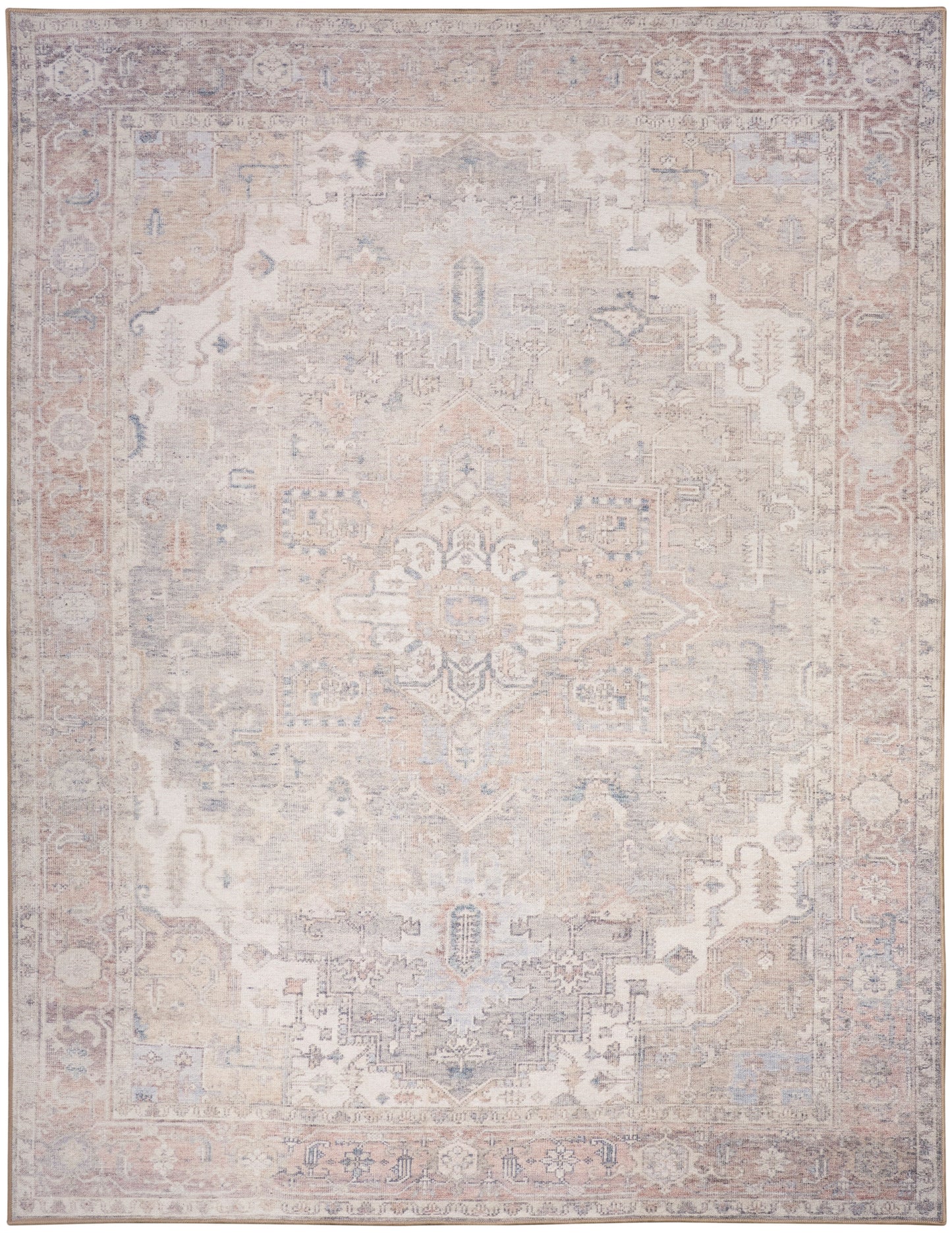 Nourison Vintage Washables 7'10" x 9'10" Light Blue Vintage Indoor Rug