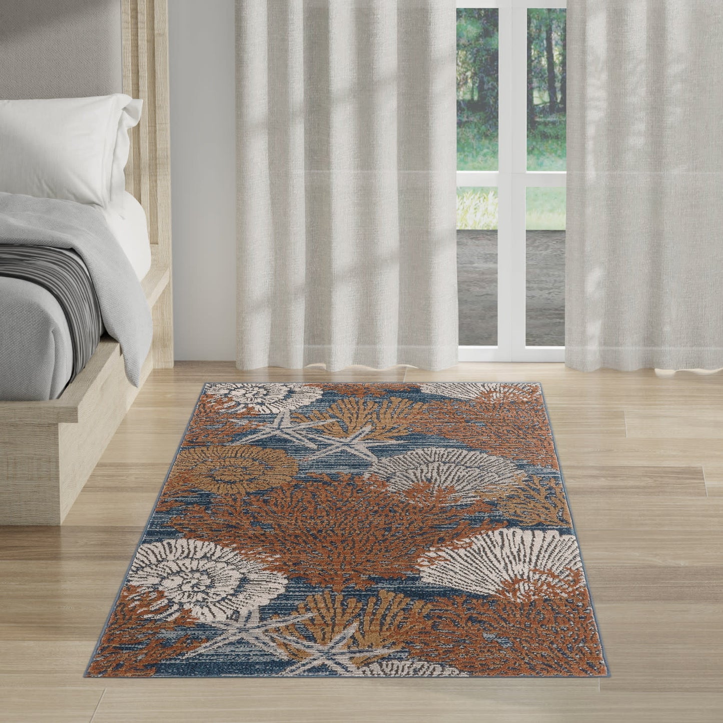 Nourison Seaside 2' x 3' Blue Multicolor Coastal, Nautical & Beach Indoor Rug