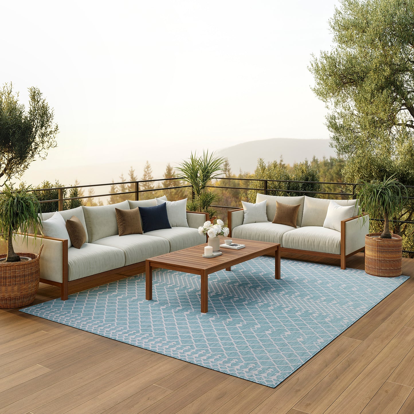 Nourison Positano 10' x 14' Aqua Modern Rug