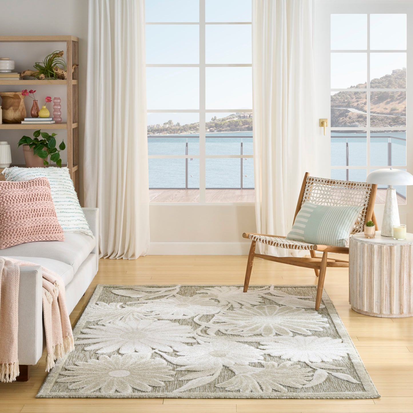 Nourison Aloha 3'6" x 5'6" Ivory Sage Outdoor Rug