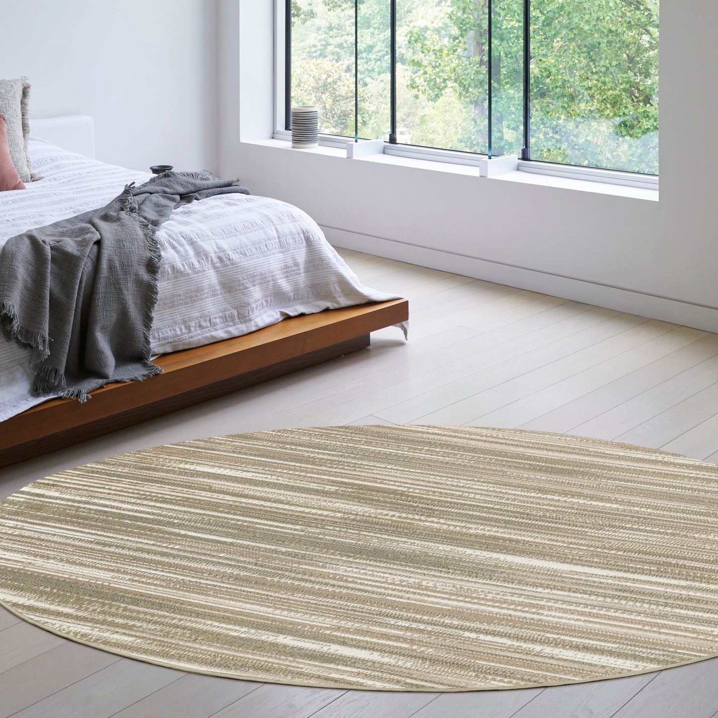 Nourison Jubilant 8' x Round Green Ivory Modern Indoor Rug