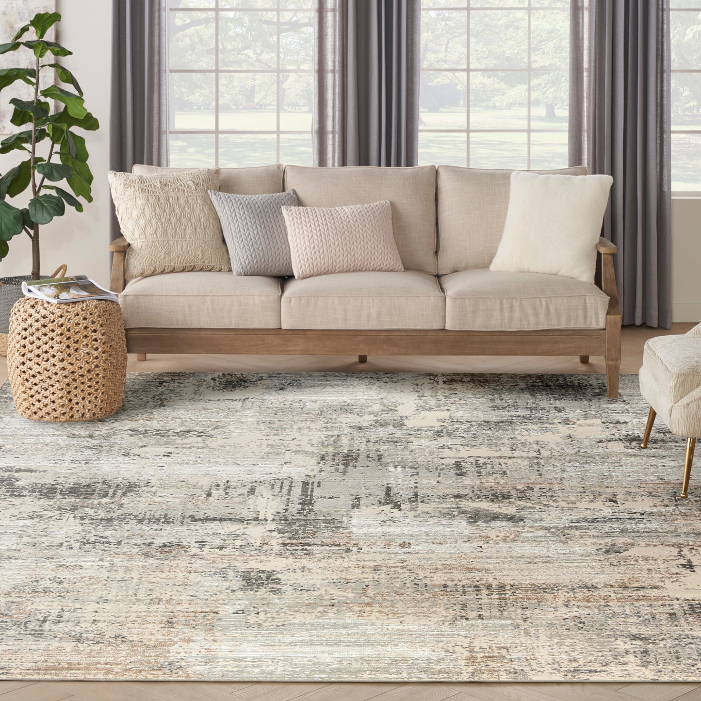 Nourison Sustainable Trends 10' x 14' Beige Grey Modern Indoor Rug