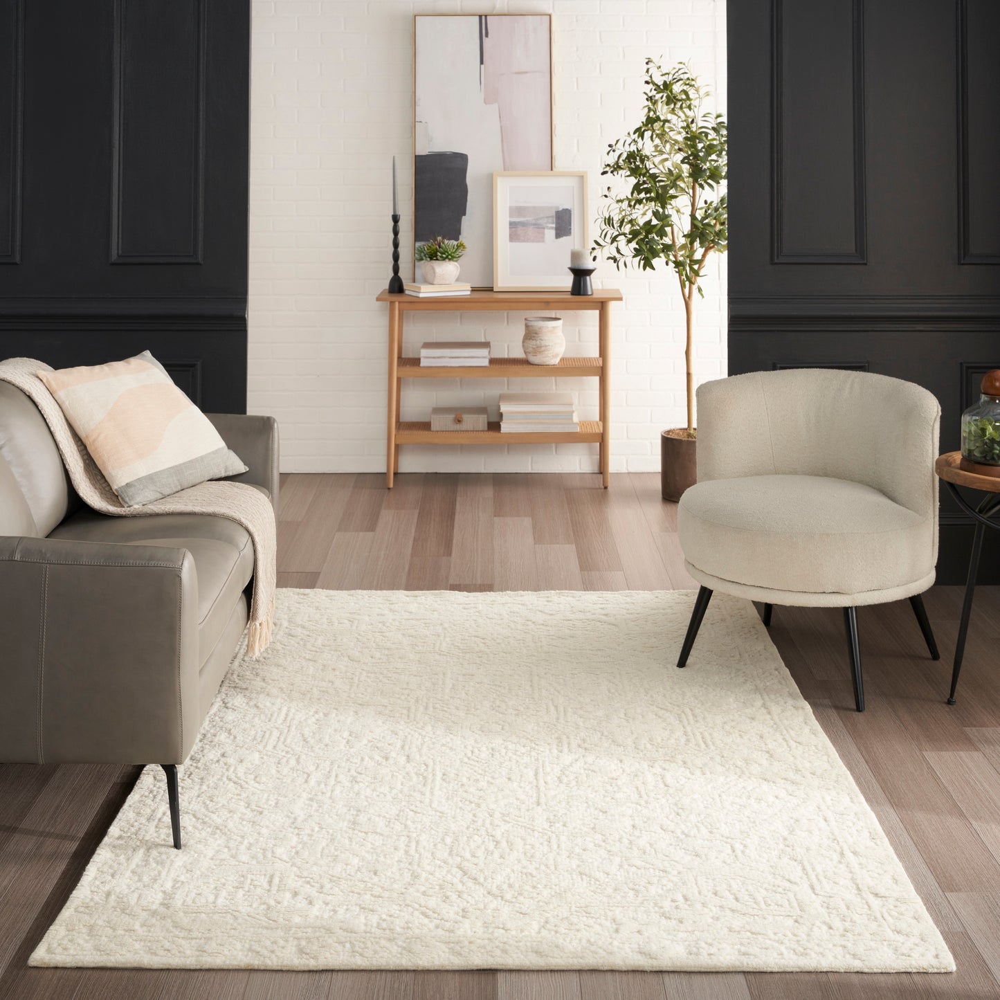 Nourison Blanco 5'3" x 7'5" Ivory Contemporary Indoor Rug