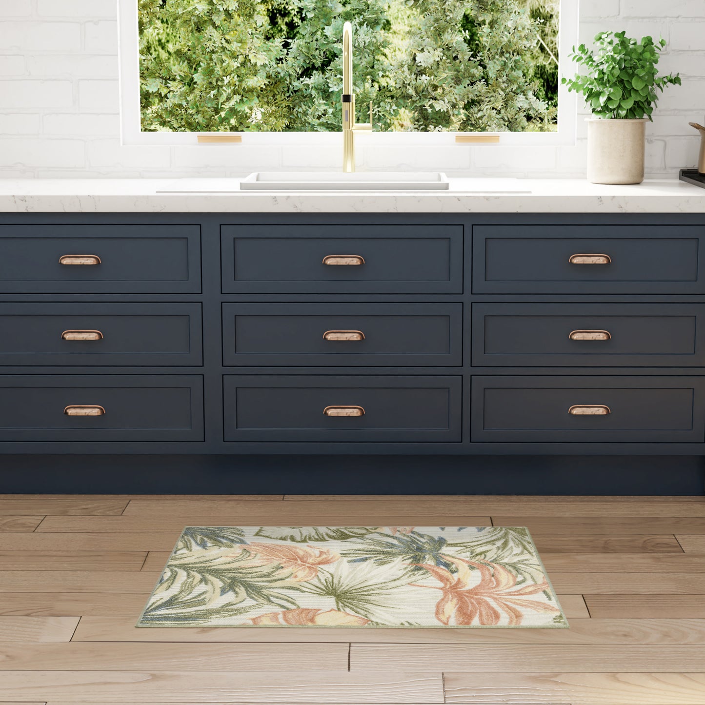 Nourison Aloha 2'8" x 4' Ivory Green Modern Rug