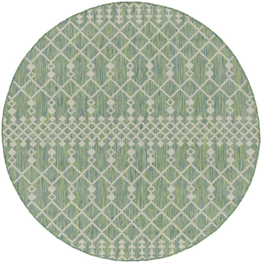 Nourison Positano 8' x Round Blue Green Modern Rug