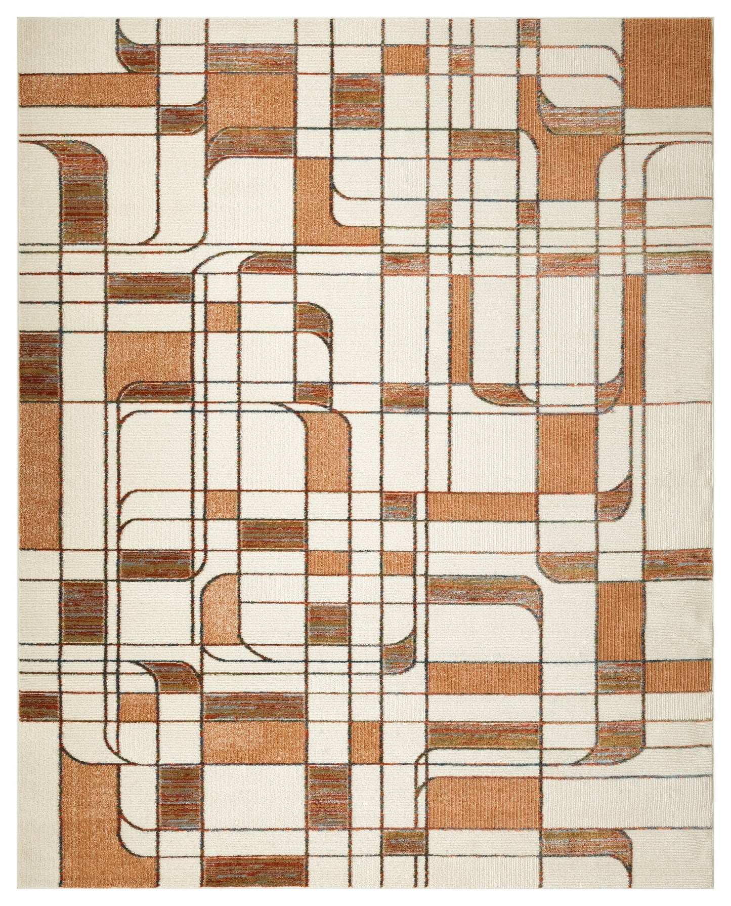 Nourison Nordic 8' x 10' Ivory Rust Mid-Century Modern Indoor Rug