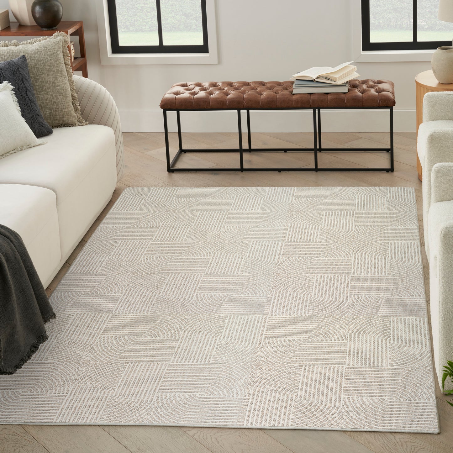 Nourison Natural Texture 7'10" x 9'10" Beige Ivory Modern Indoor Rug