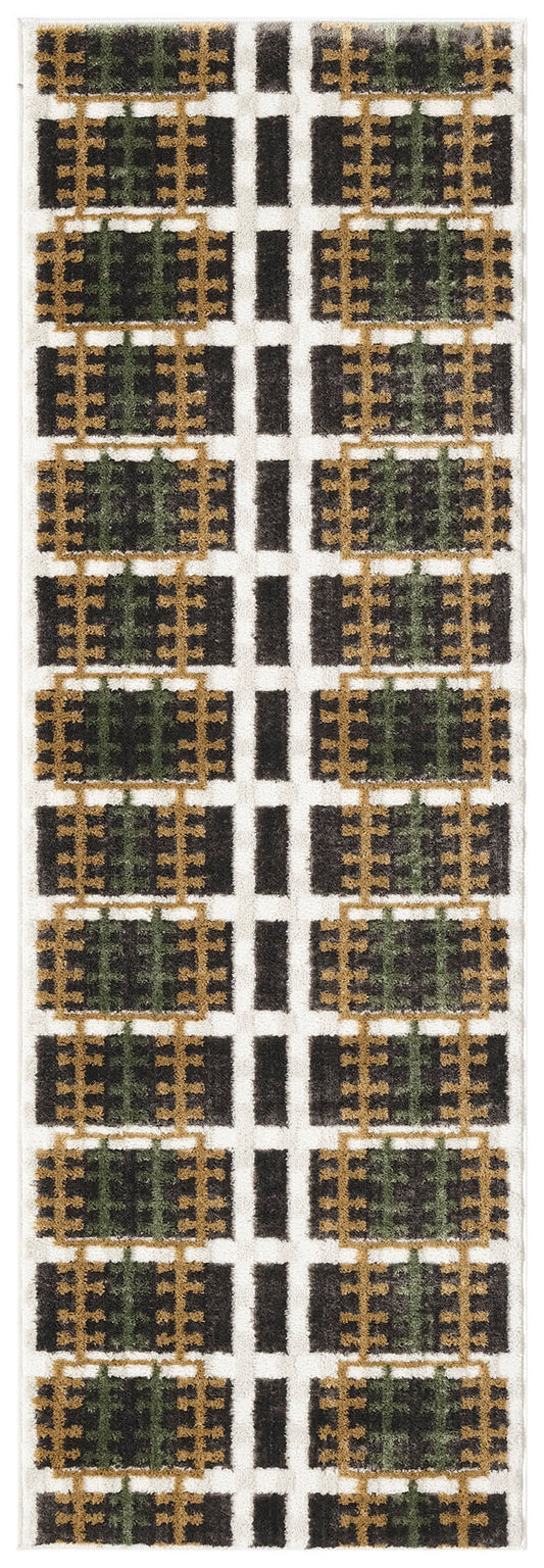 Nourison Nordic 2' x 6' Charcoal Multicolor Modern Indoor Rug