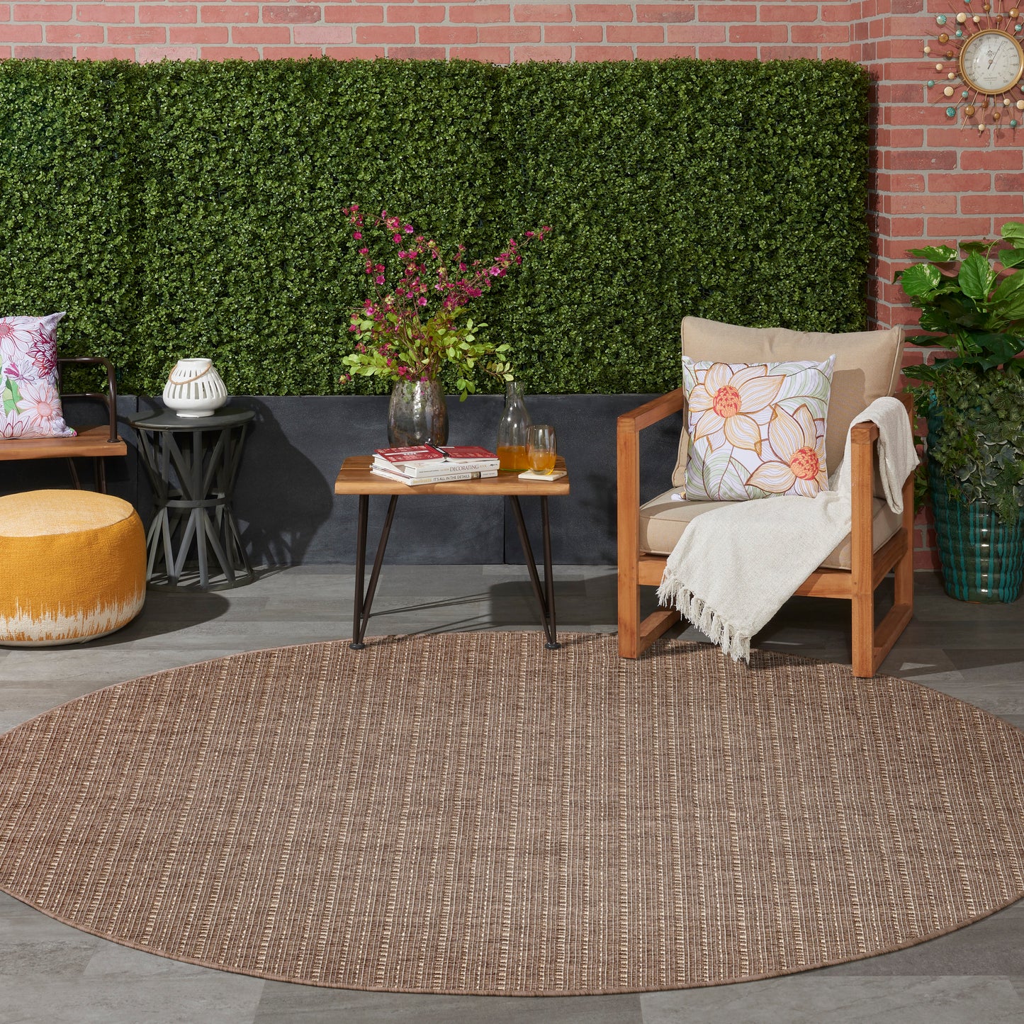 Nourison Tulum 8' x Round Brown Outdoor Rug