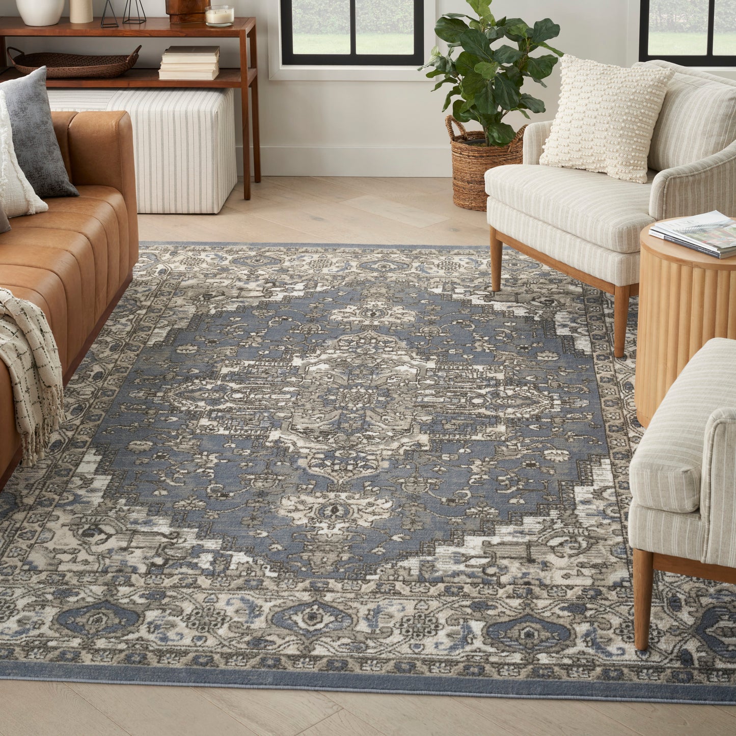 Nourison Quarry 8'10" x 11'10" Blue Vintage Indoor Rug