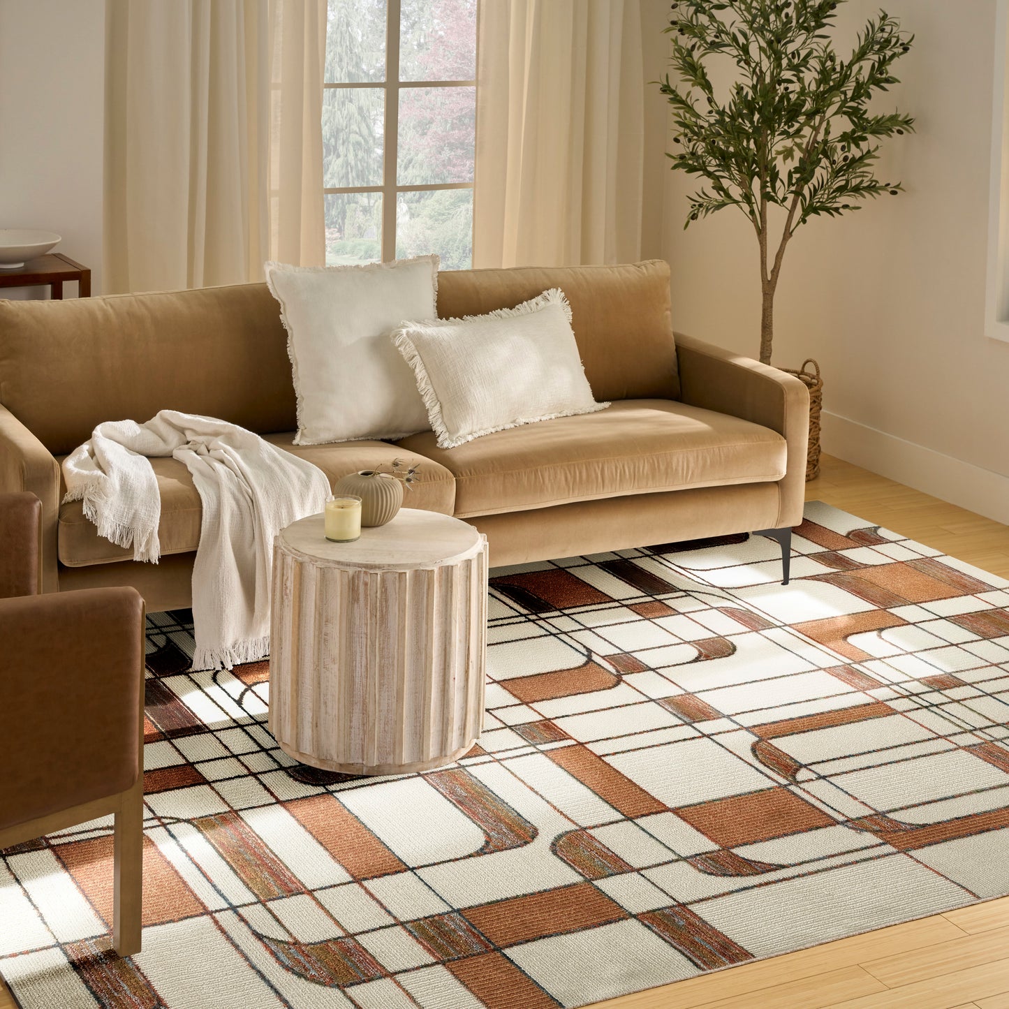 Nourison Nordic 8' x 10' Ivory Rust Mid-Century Modern Indoor Rug