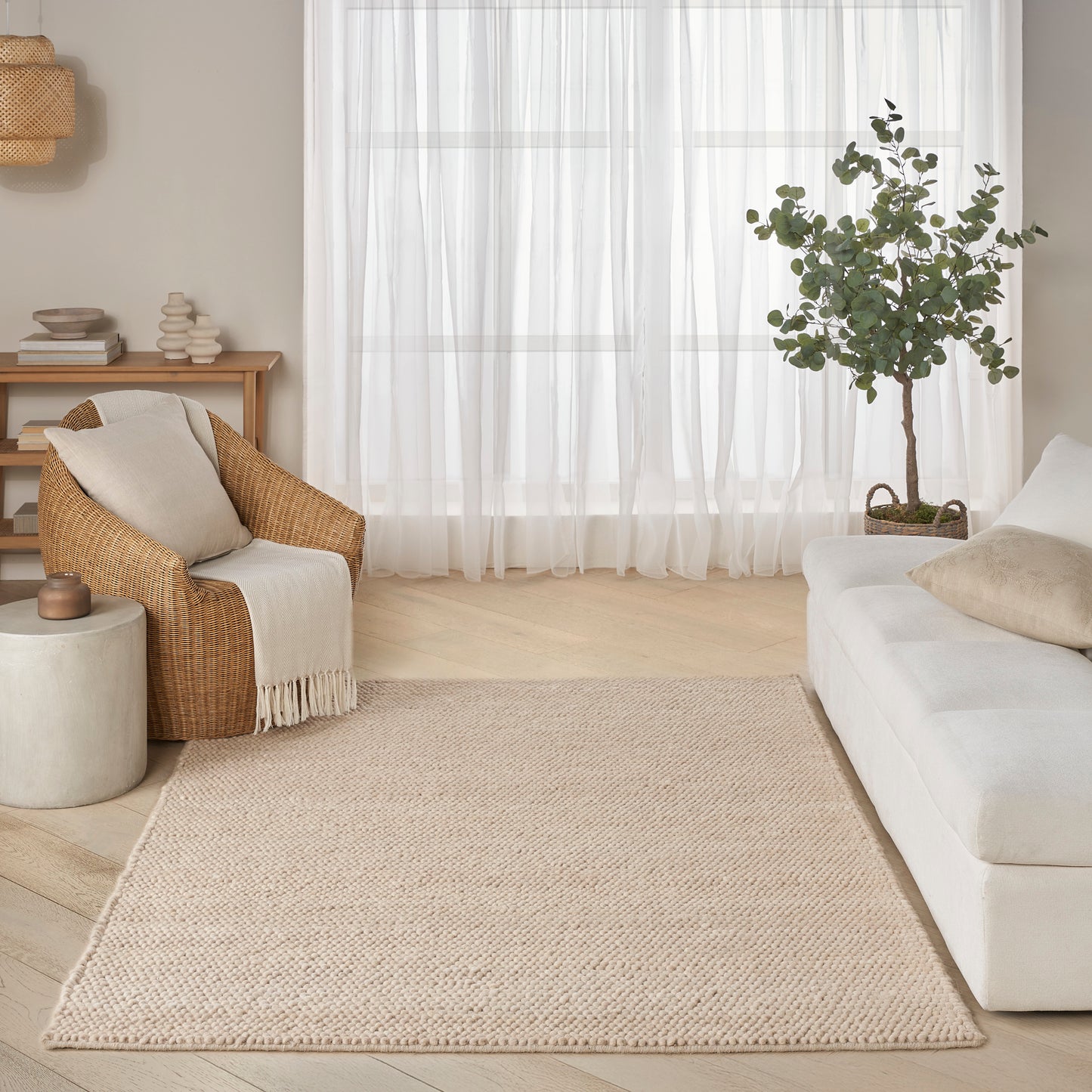 DKNY Pure Knots 5'3" x 7'3" Beige Modern Indoor Rug