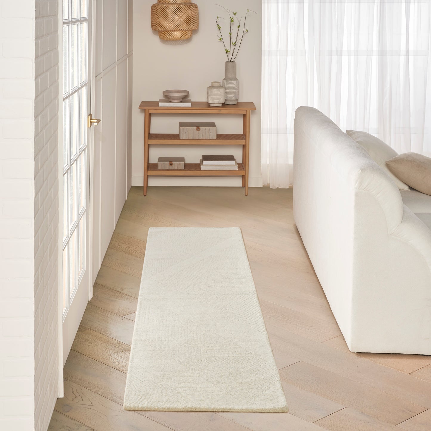 DKNY Pure Patterns 2'3" x 7'6" Ivory Modern Indoor Rug