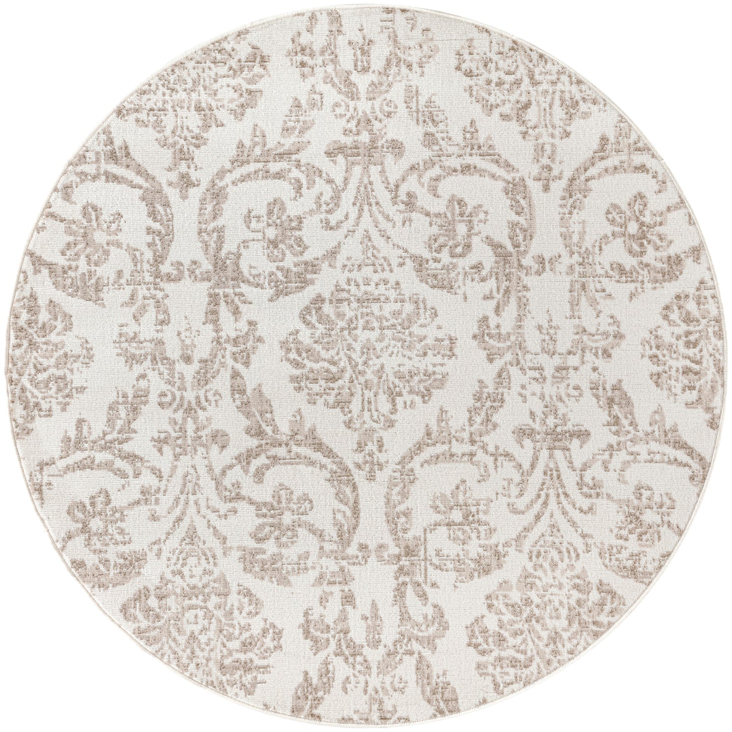 Nourison Jubilant 8' x Round Ivory Beige Vintage Indoor Rug