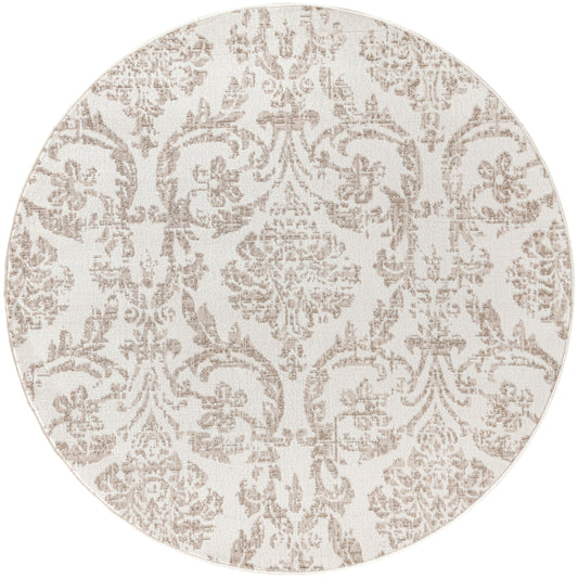 Nourison Jubilant 8' x Round Ivory Beige Vintage Indoor Rug