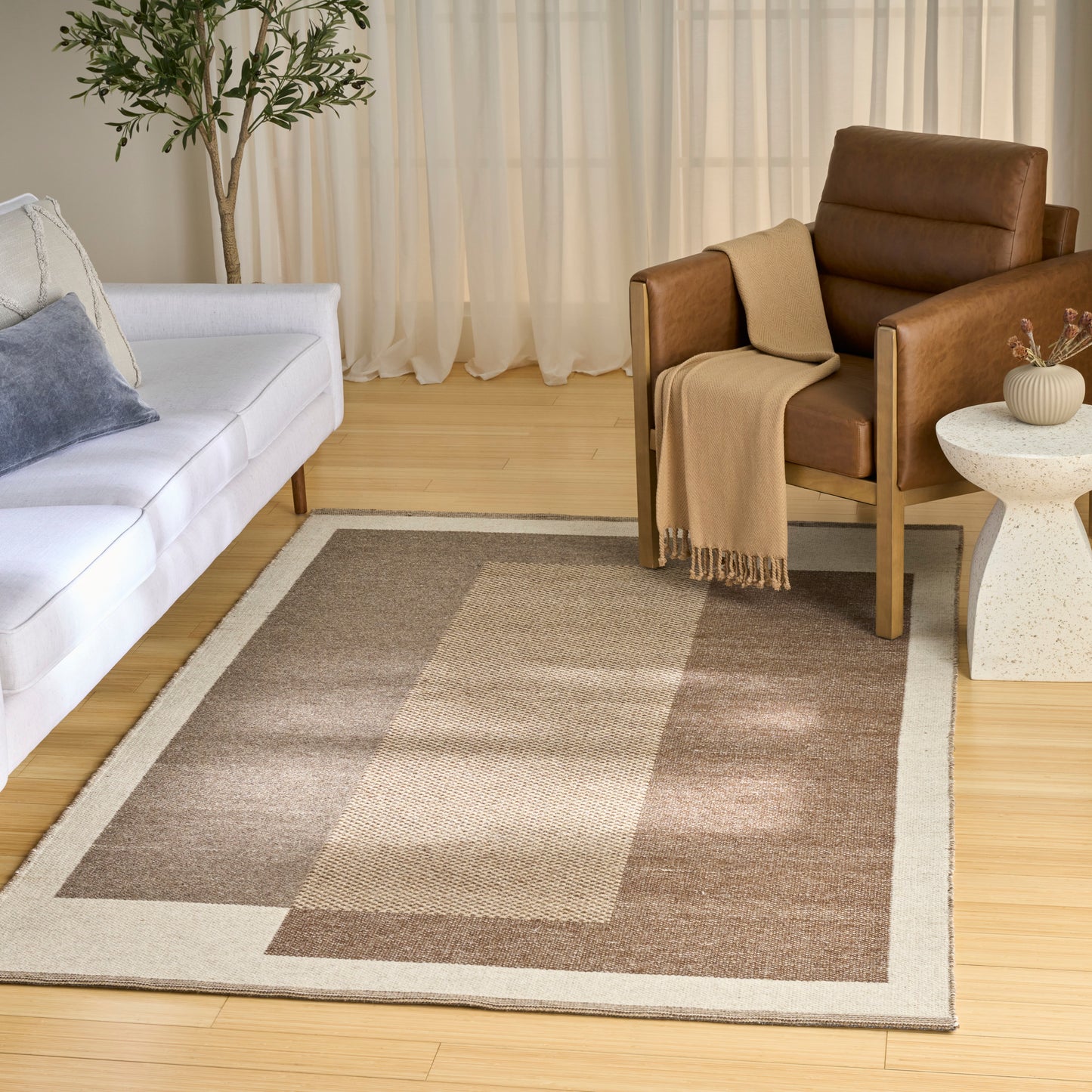 Nourison Copenhagen 5' x 7' Ivory Mocha Mid-Century Modern Indoor Rug