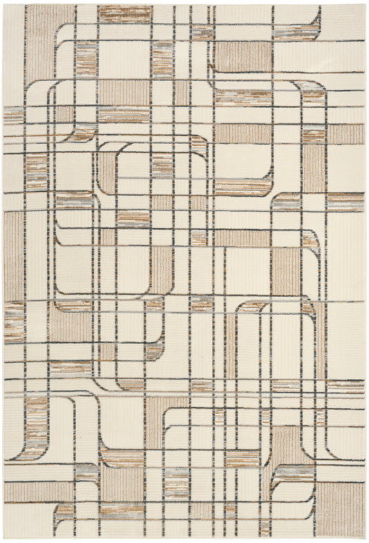 Nourison Nordic 4' x 6' Ivory Multicolor Mid-Century Modern Indoor Rug