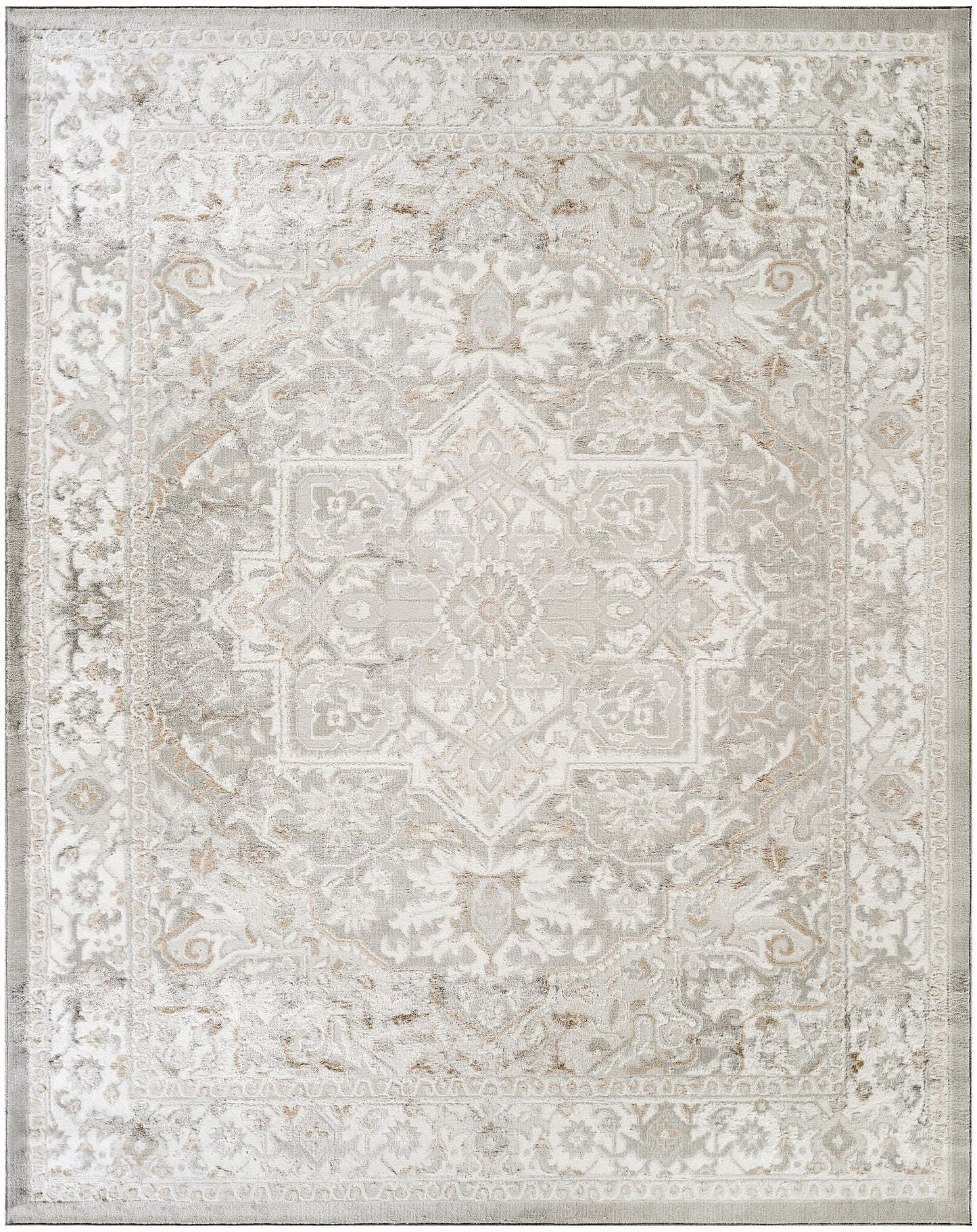 Nourison Dekor 7'10" x 9'10" Light Grey Vintage Indoor Rug