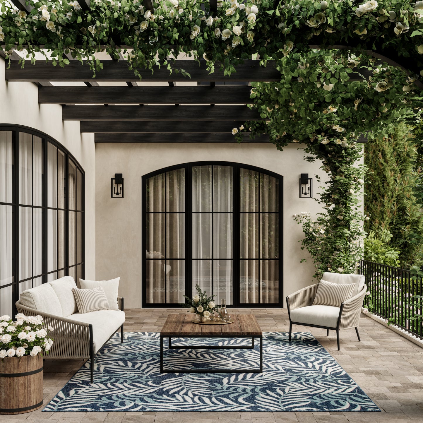 Nourison Garden Oasis 10' x 14' Navy Tropical Rug