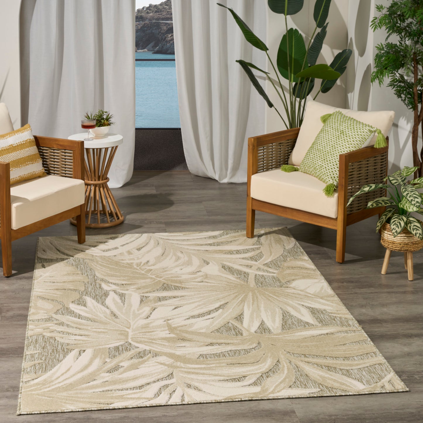 Nourison Aloha 5'3" x 7'5" Ivory Sage Modern Rug