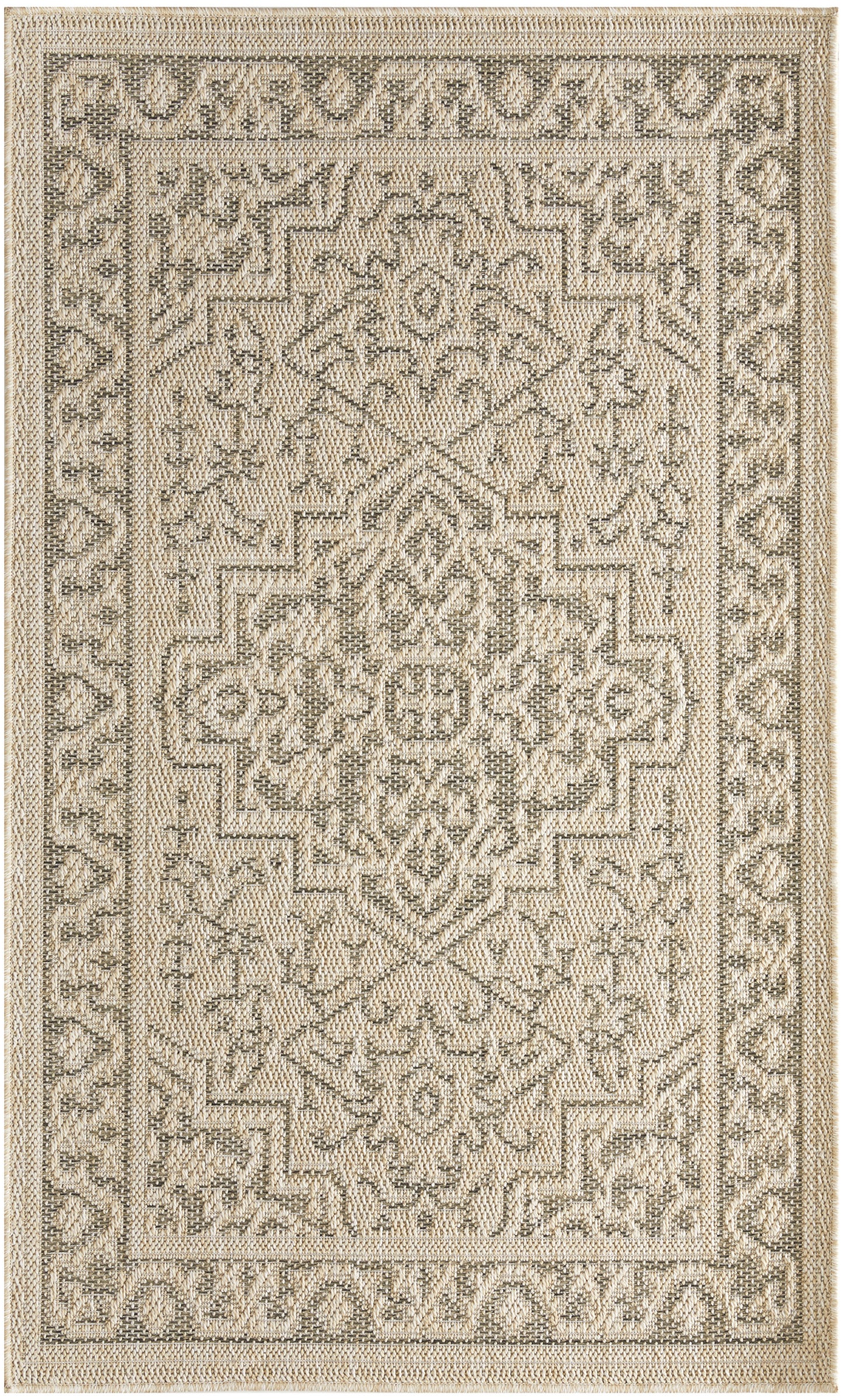 Nourison Tulum 2' x 3' Taupe Olive Outdoor Rug