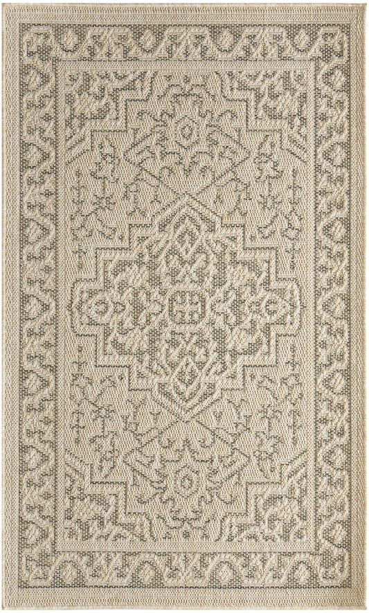 Nourison Tulum 2' x 3' Taupe Olive Outdoor Rug