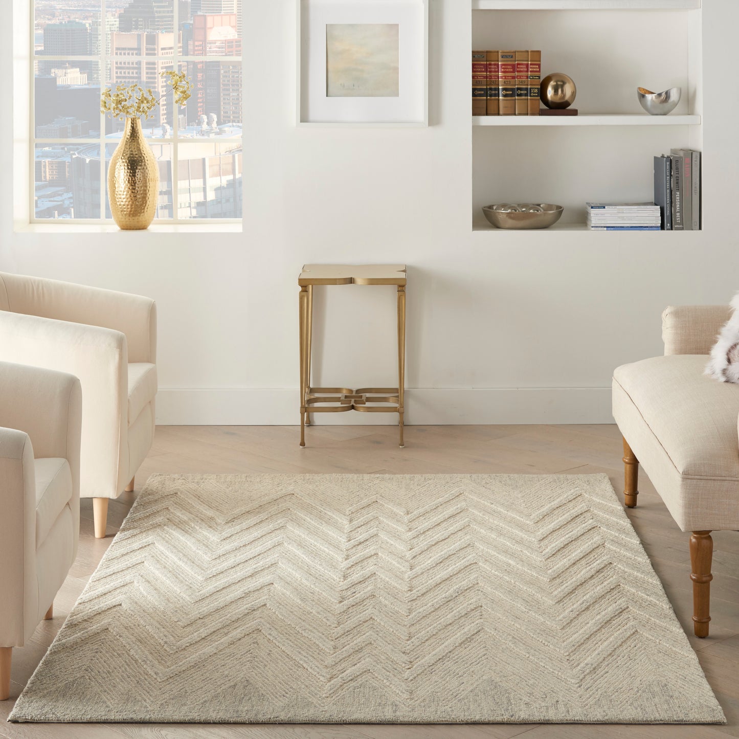 Nourison Interlock 5' x 7'6" Ivory/Grey Modern Indoor Rug