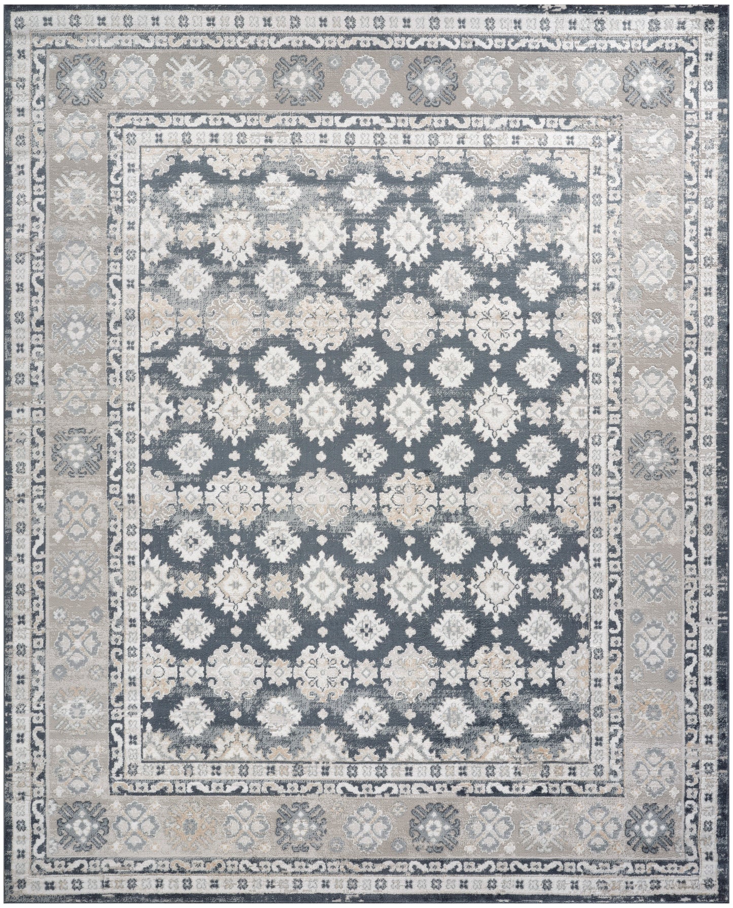 Nourison Dekor 7'10" x 9'10" Grey Navy Vintage Indoor Rug