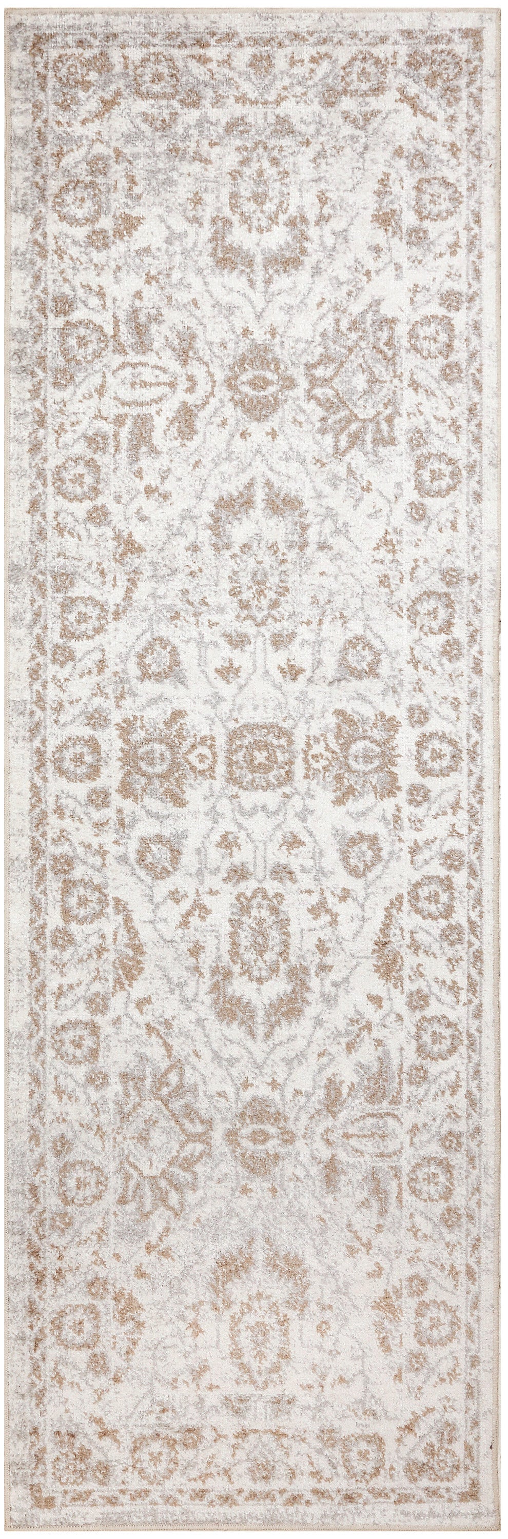 Nourison Astra Machine Washable 2' x 6' Grey Vintage Indoor Rug