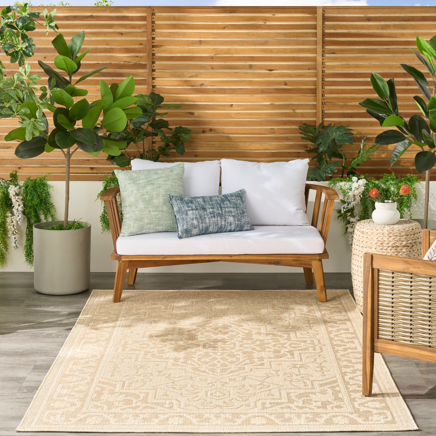 Nourison Tulum 4' x 6' Cream Outdoor Rug