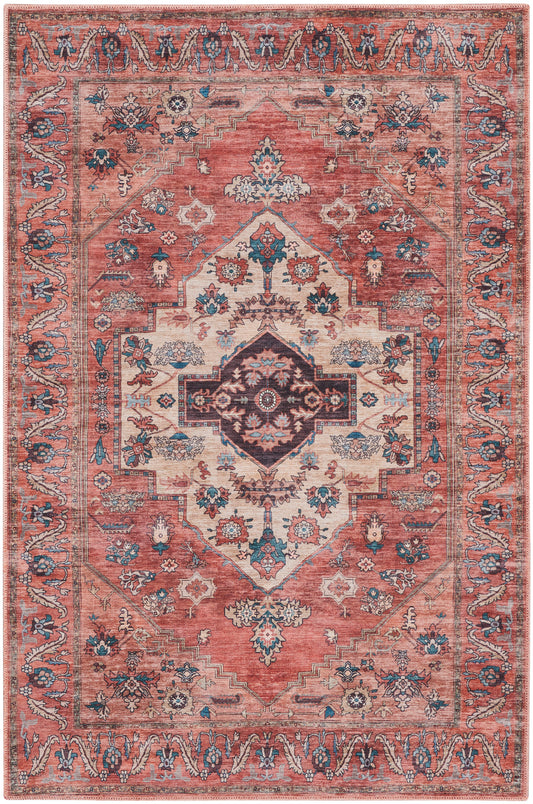 Nourison Grand Washables 4' x 6' Rust Multicolor Vintage Indoor Rug