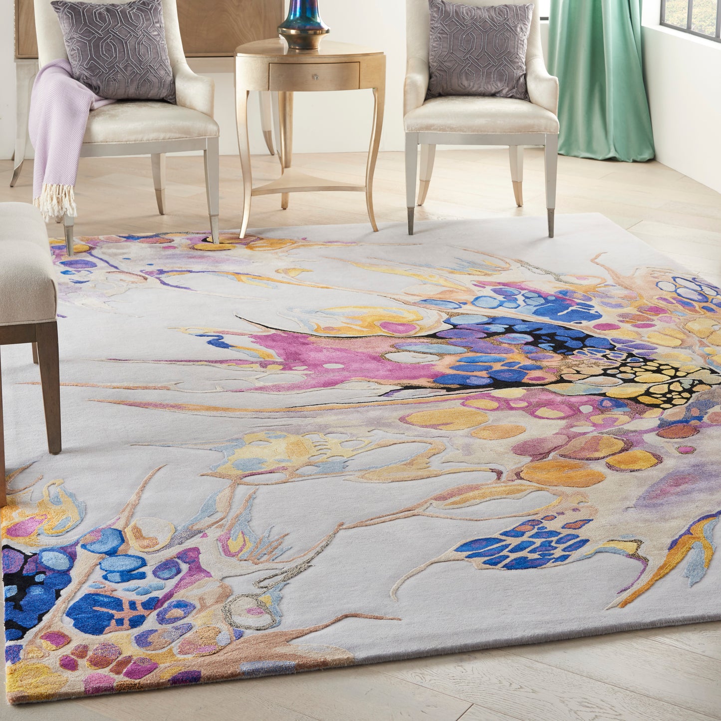 Nourison Prismatic 7'9" x 9'9" Grey Lilac Multi Modern Indoor Rug
