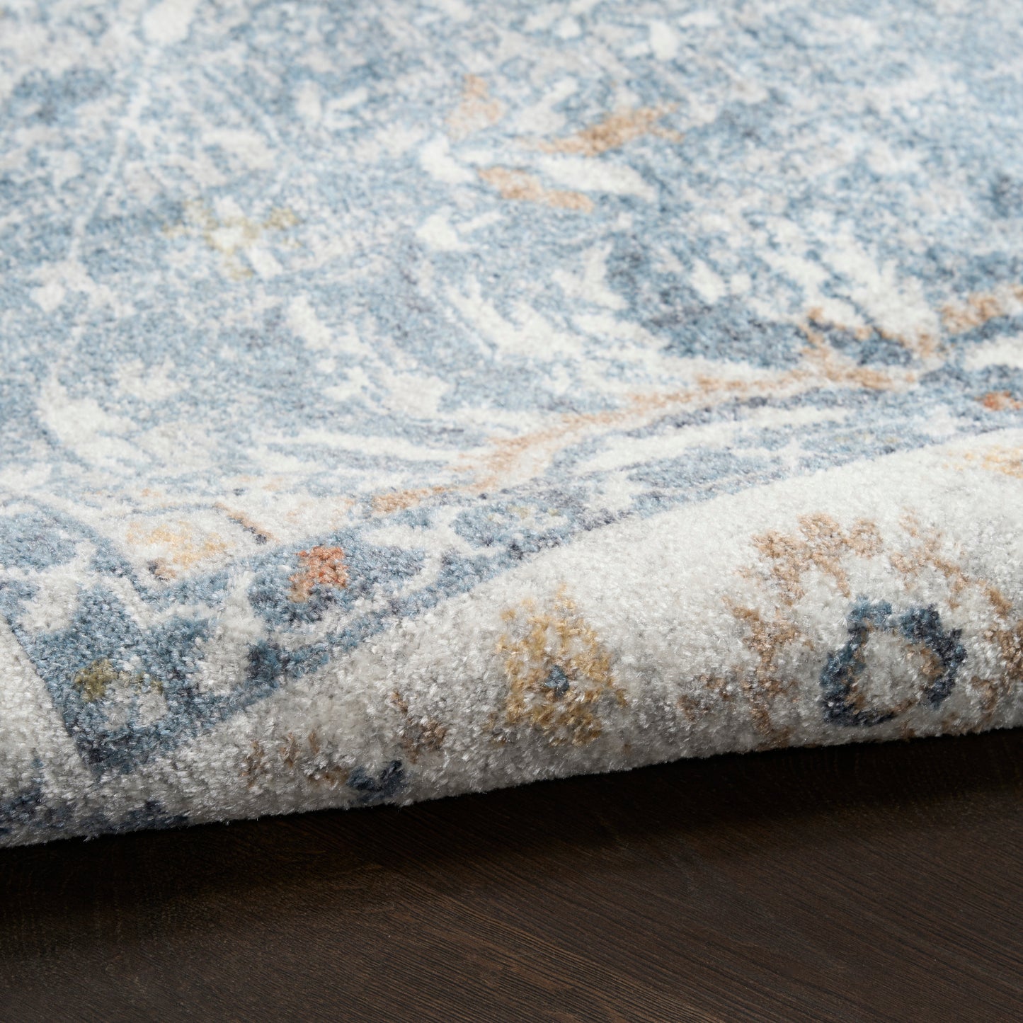 Nourison Astra Machine Washable 3'3" x 5' Blue Vintage Indoor Rug