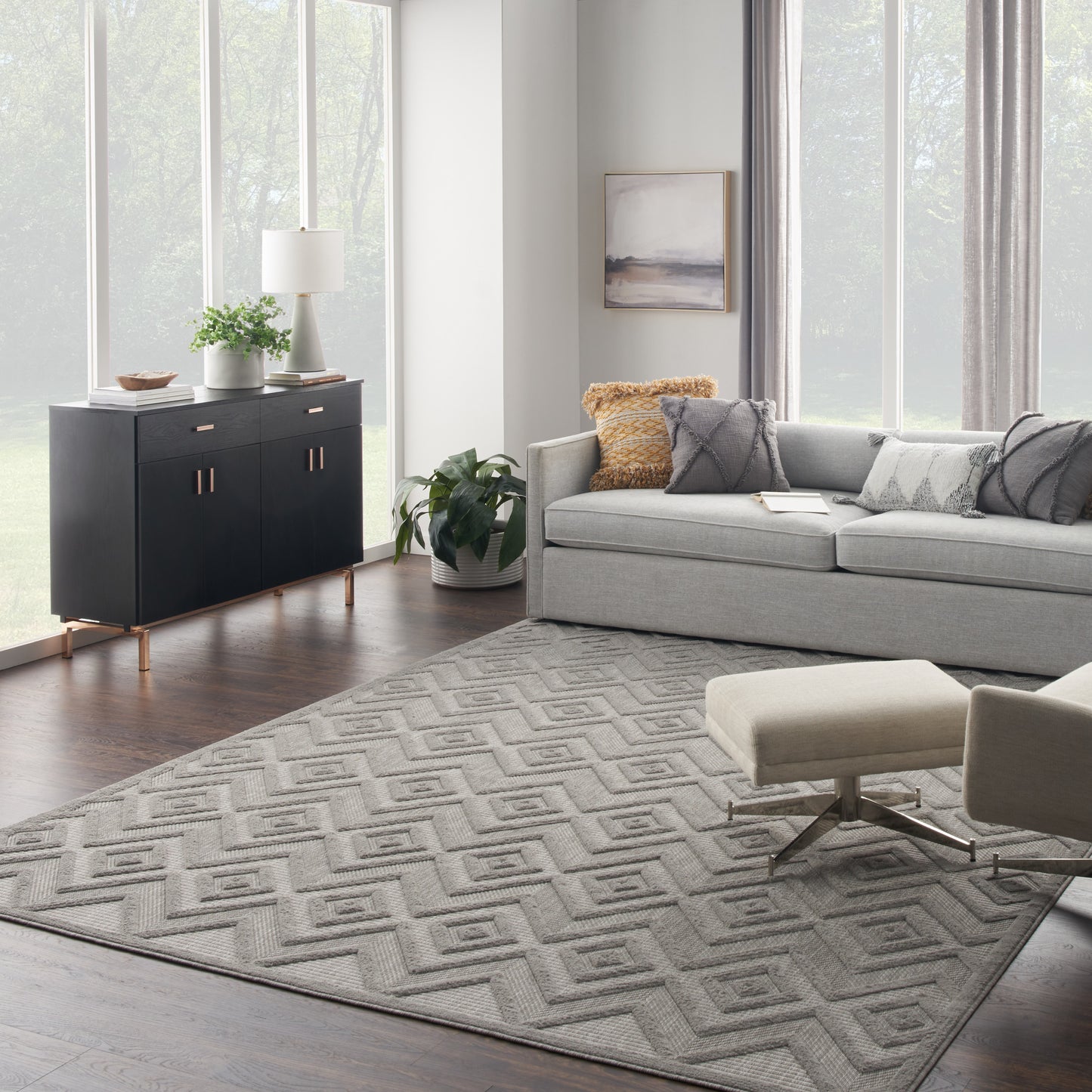 Nourison Versatile 9' x 12' Silver Grey Modern Rug