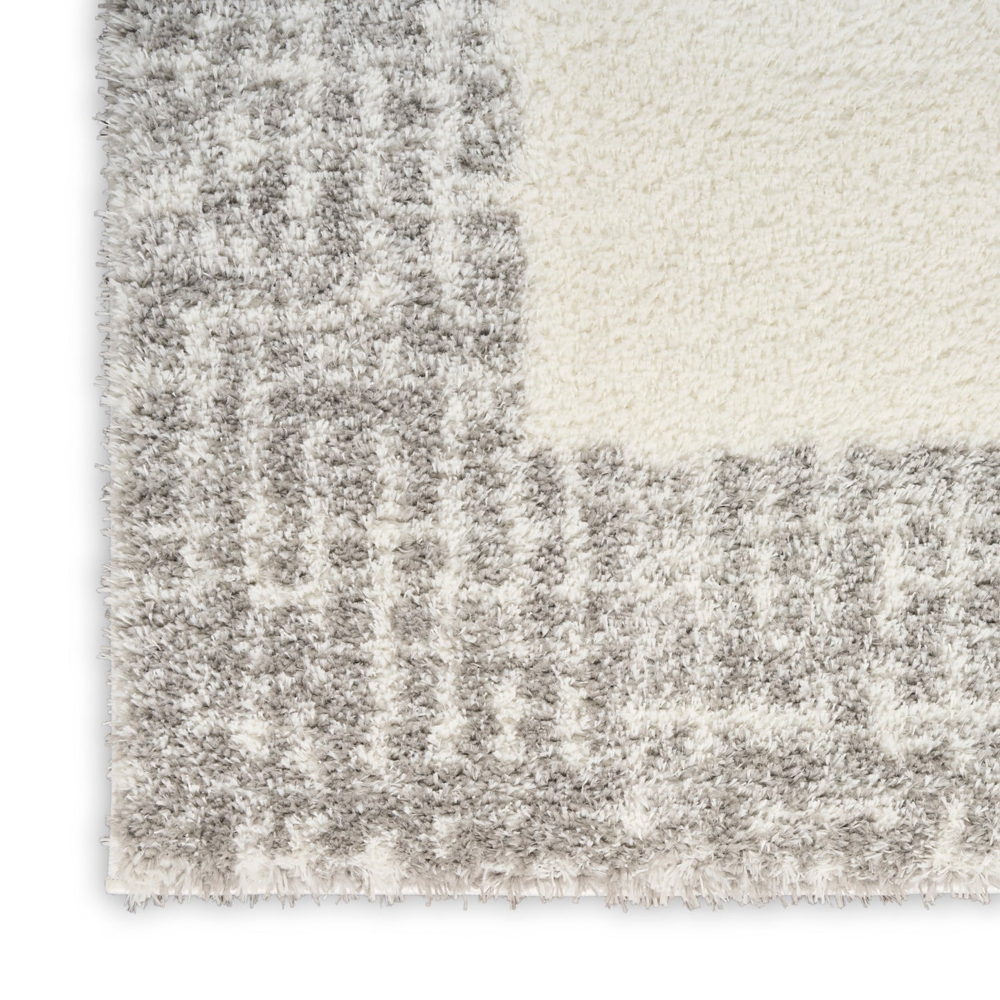 Nourison Pacific Shag 5'3" x 7'3" Ivory Grey Shag Indoor Rug
