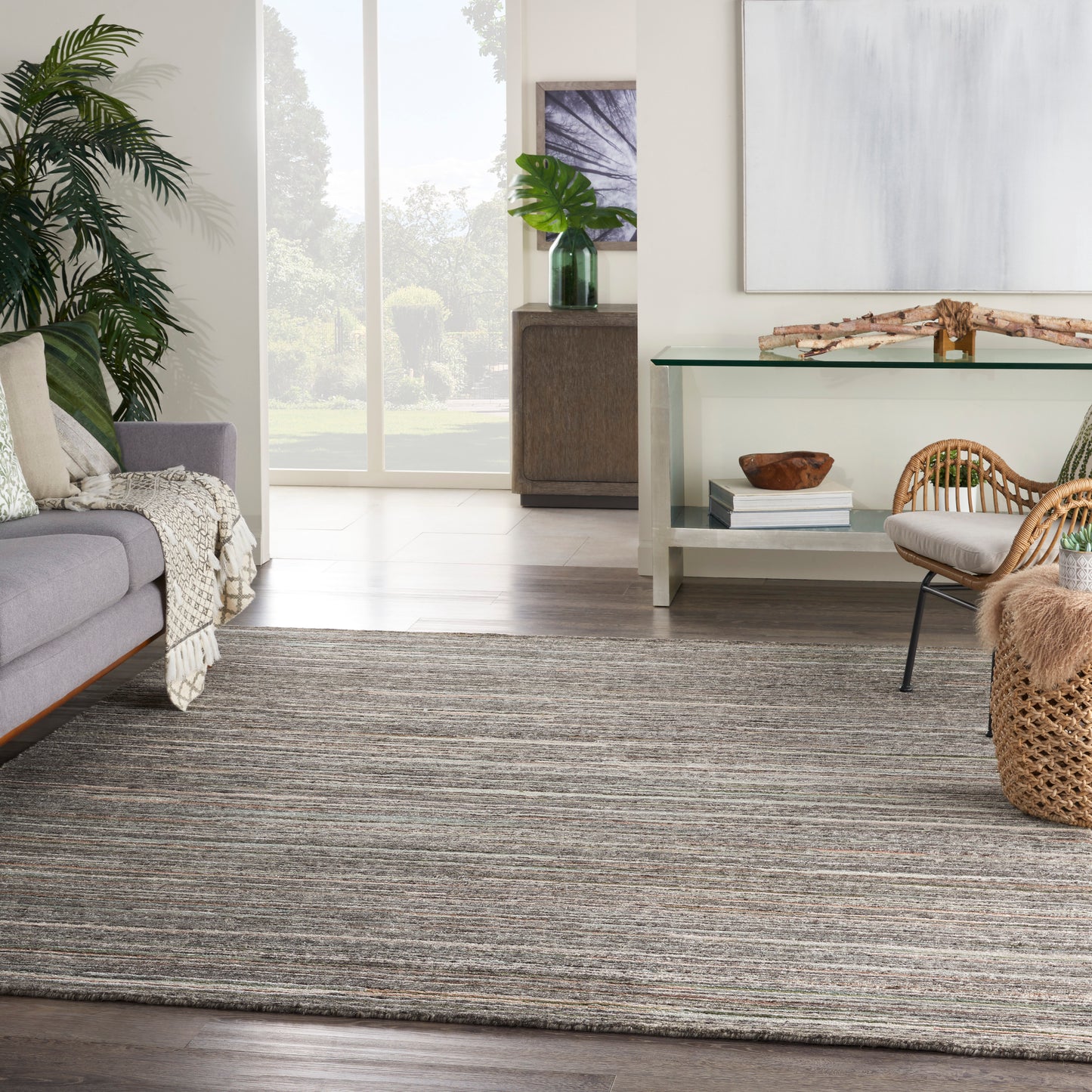 Nourison Plateau 7'9" x 9'9" Grey Green Modern Indoor Rug