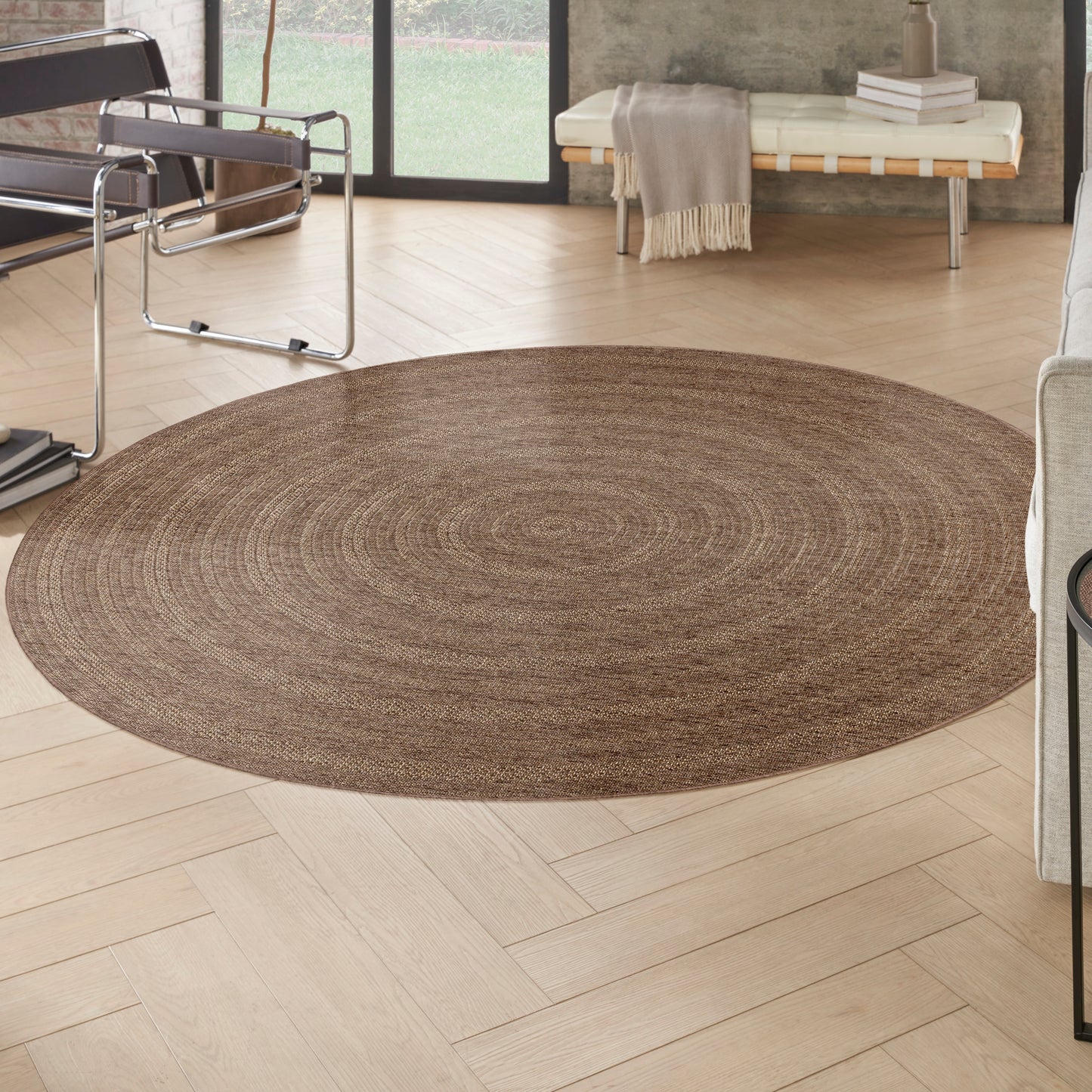 Nourison Tulum 8' x Round Brown Outdoor Rug