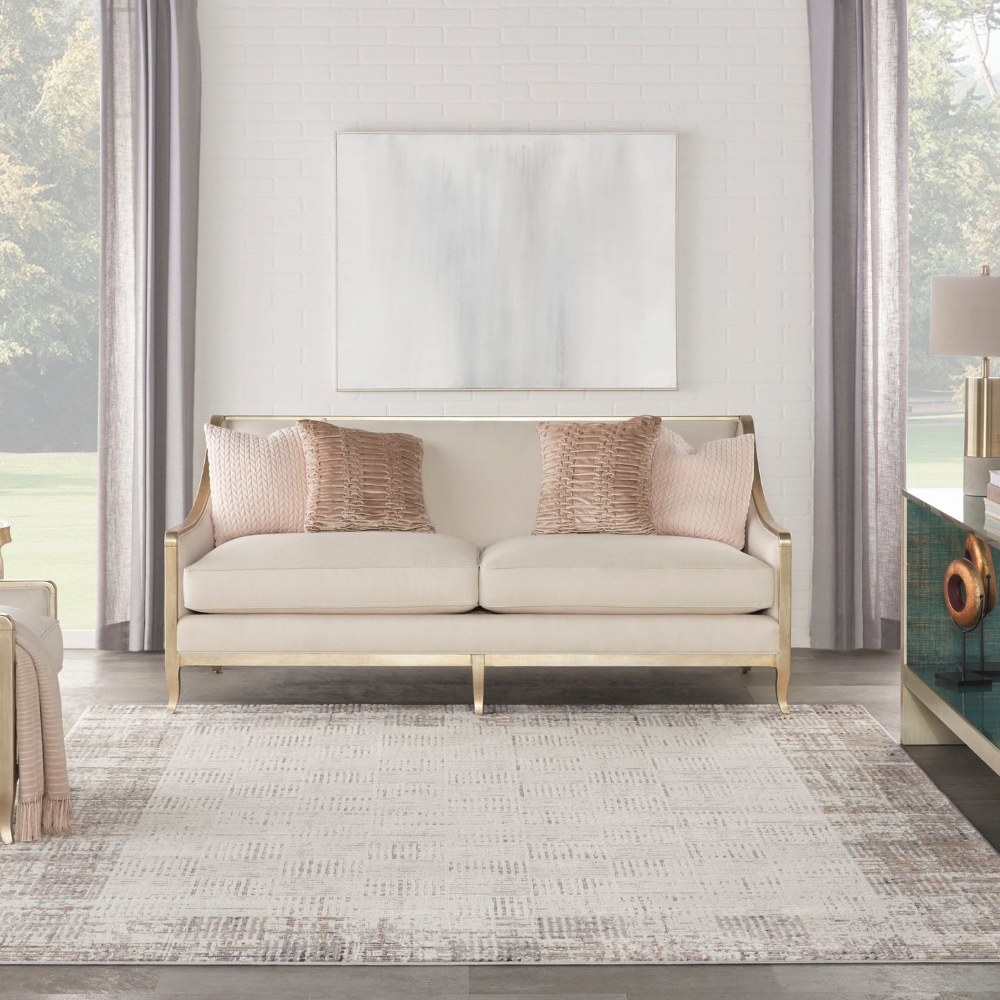 Nourison Elation 9' x 12' Ivory Grey Modern Indoor Rug