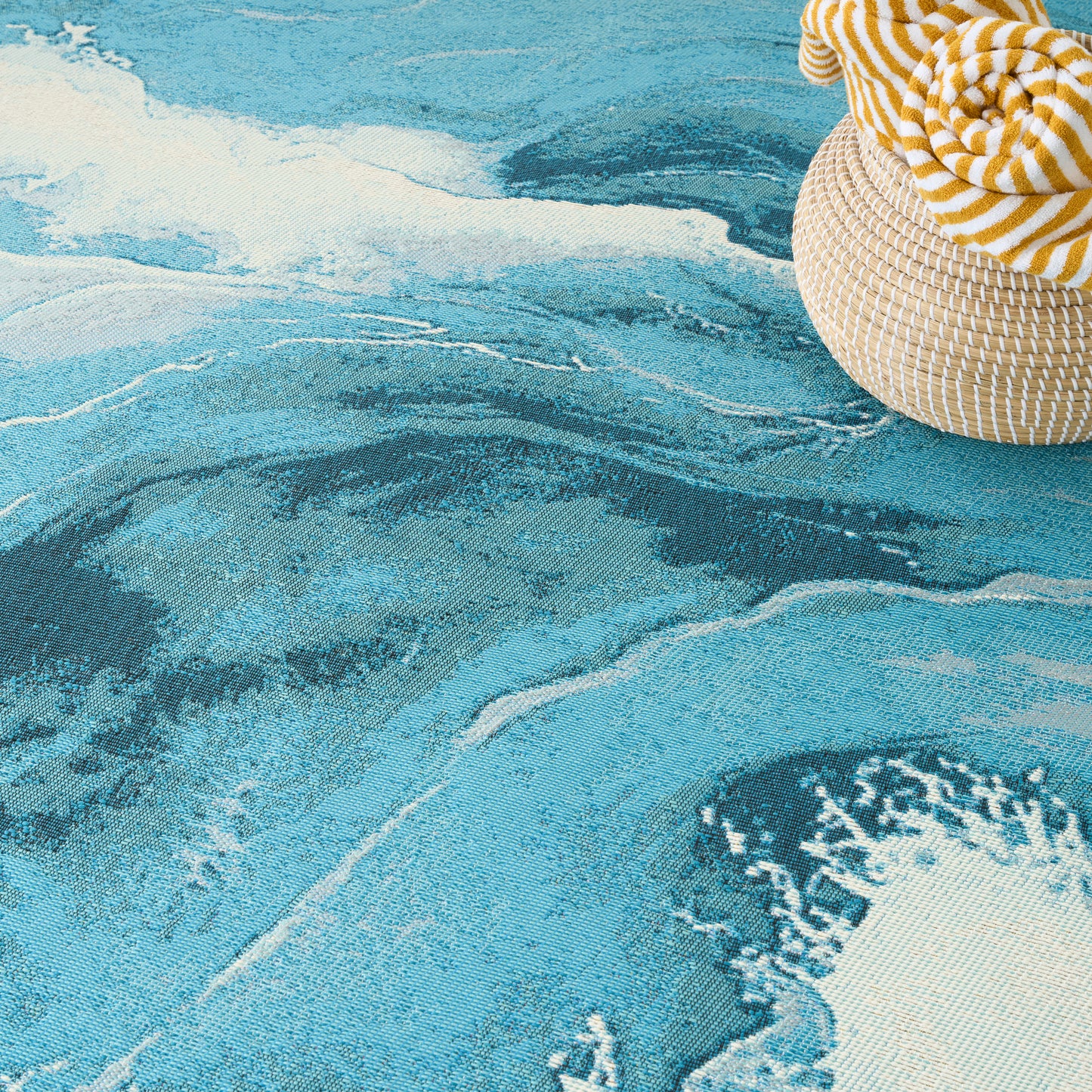 Nourison Color Splash 5'3" x 7'3" Ivory Blue Coastal, Nautical & Beach Rug