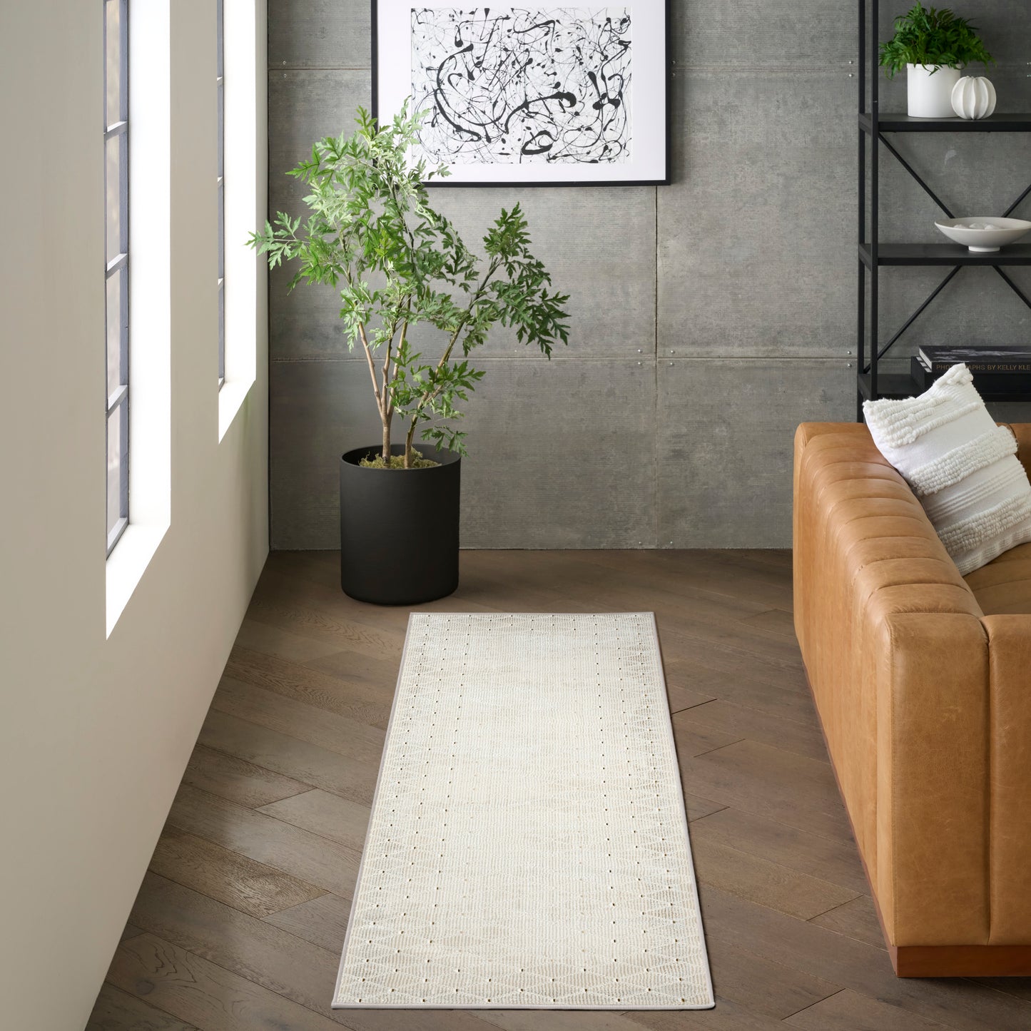 DKNY Grand Street 2'2" x 10' Ivory Modern Indoor Rug