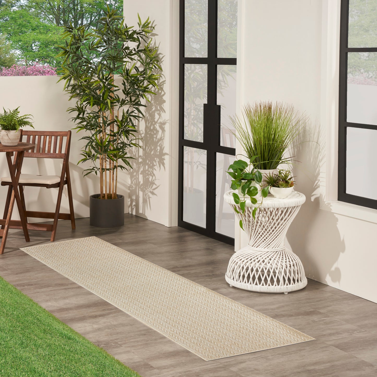Nourison Tulum 2' x 6' Cream Outdoor Rug