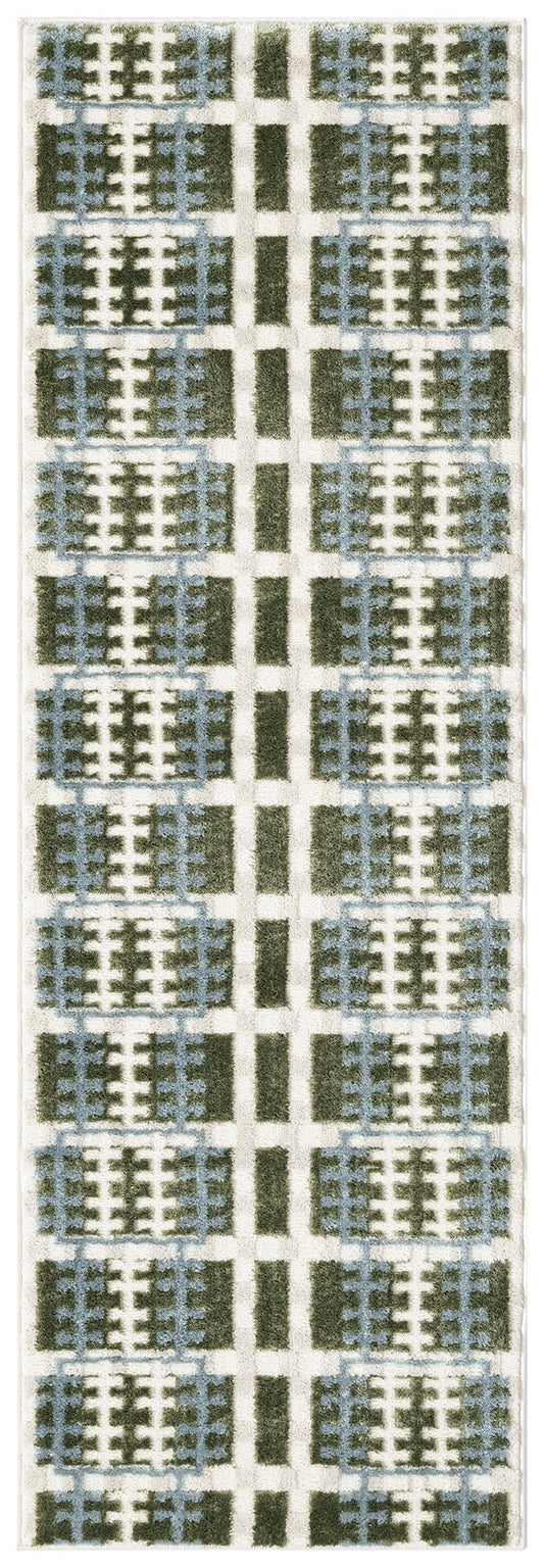 Nourison Nordic 2' x 6' Blue Green Modern Indoor Rug