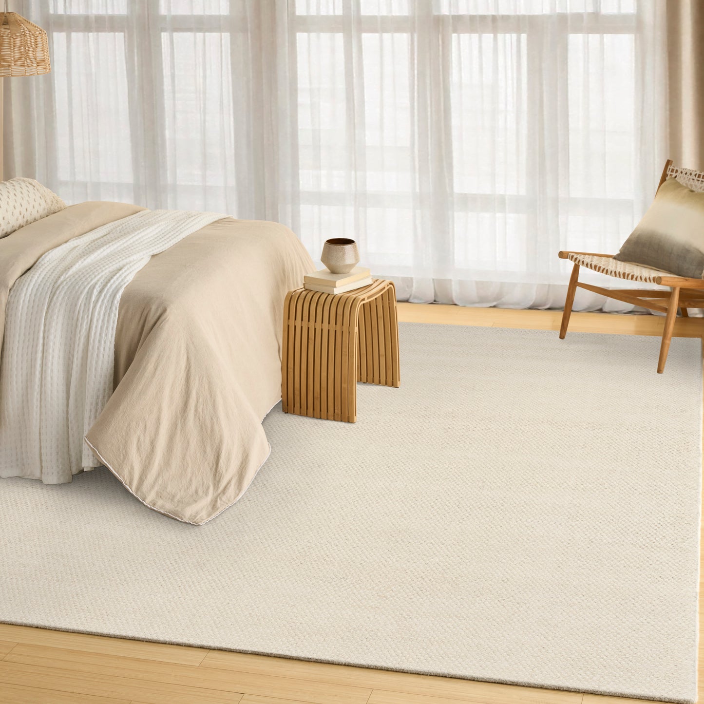 DKNY Pure Rows 5'3" x 7'3" Ivory Farmhouse Indoor Rug