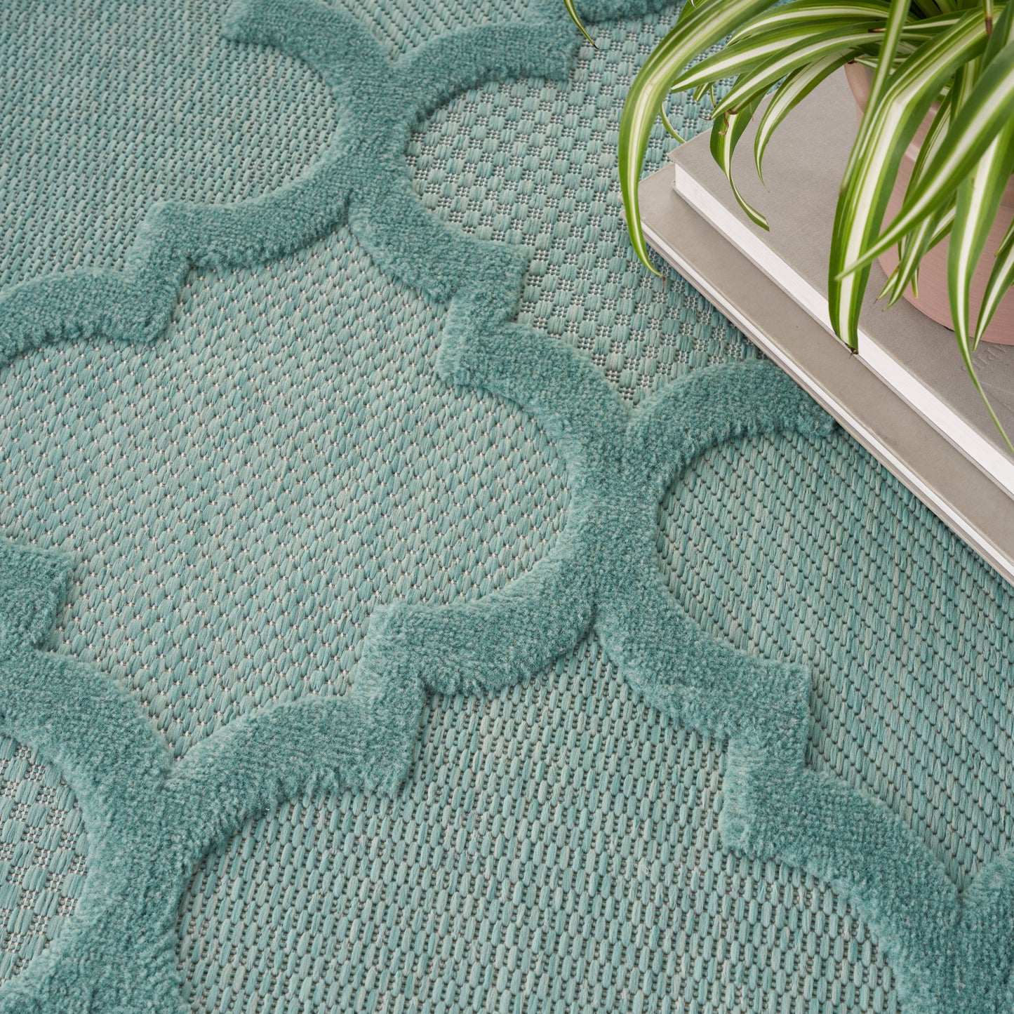 Nourison Easy Care 9' x 12' Aqua Teal Modern Rug