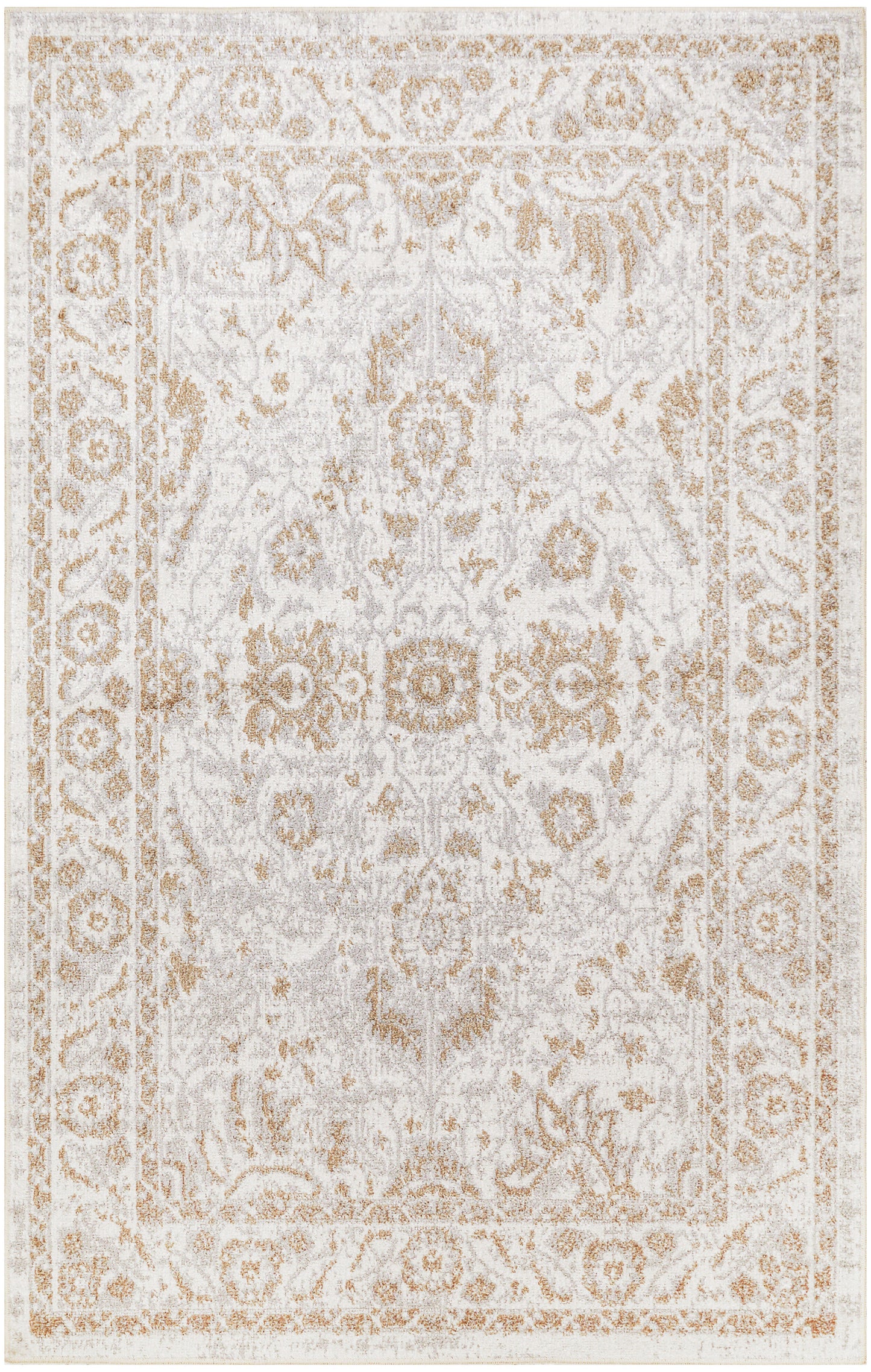 Nourison Astra Machine Washable 3'3" x 5' Grey Vintage Indoor Rug