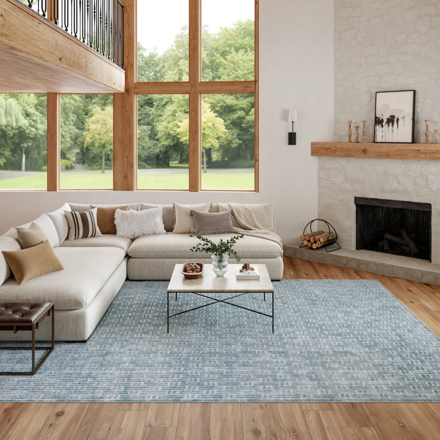 Nourison Washable Charm 8' x 10' Blue Ivory Modern Indoor Rug