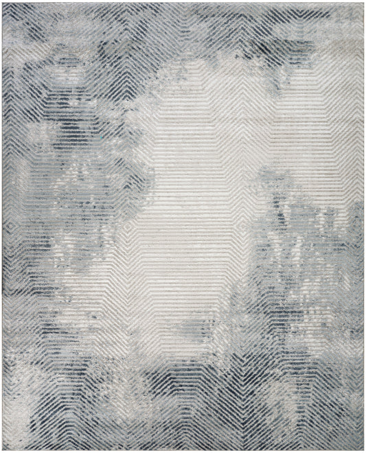 Nourison Dekor 7'10" x 9'10" Grey Navy Modern Indoor Rug