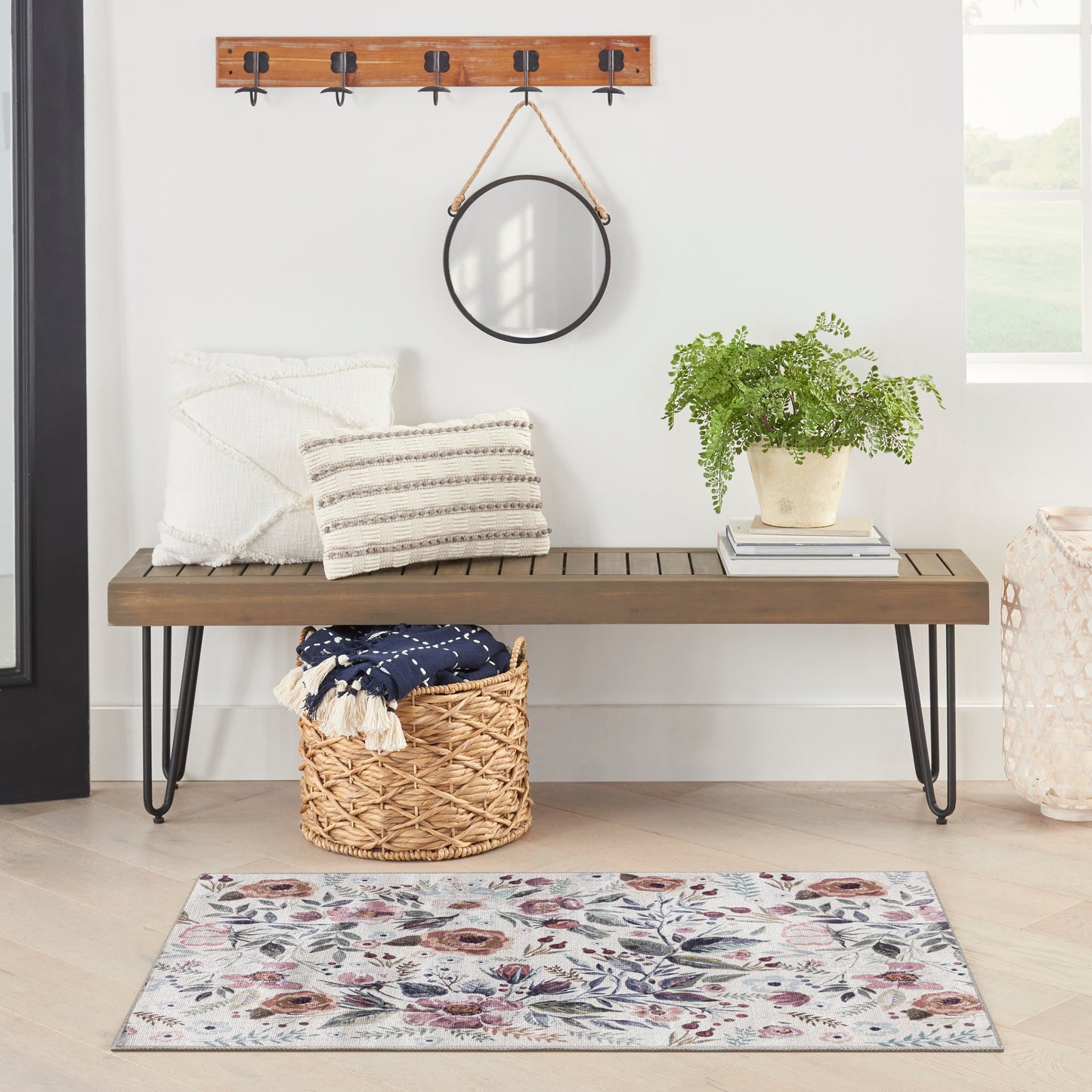 Nourison Nourison Washables 2' x 3' Ivory Pink Vintage Indoor Rug