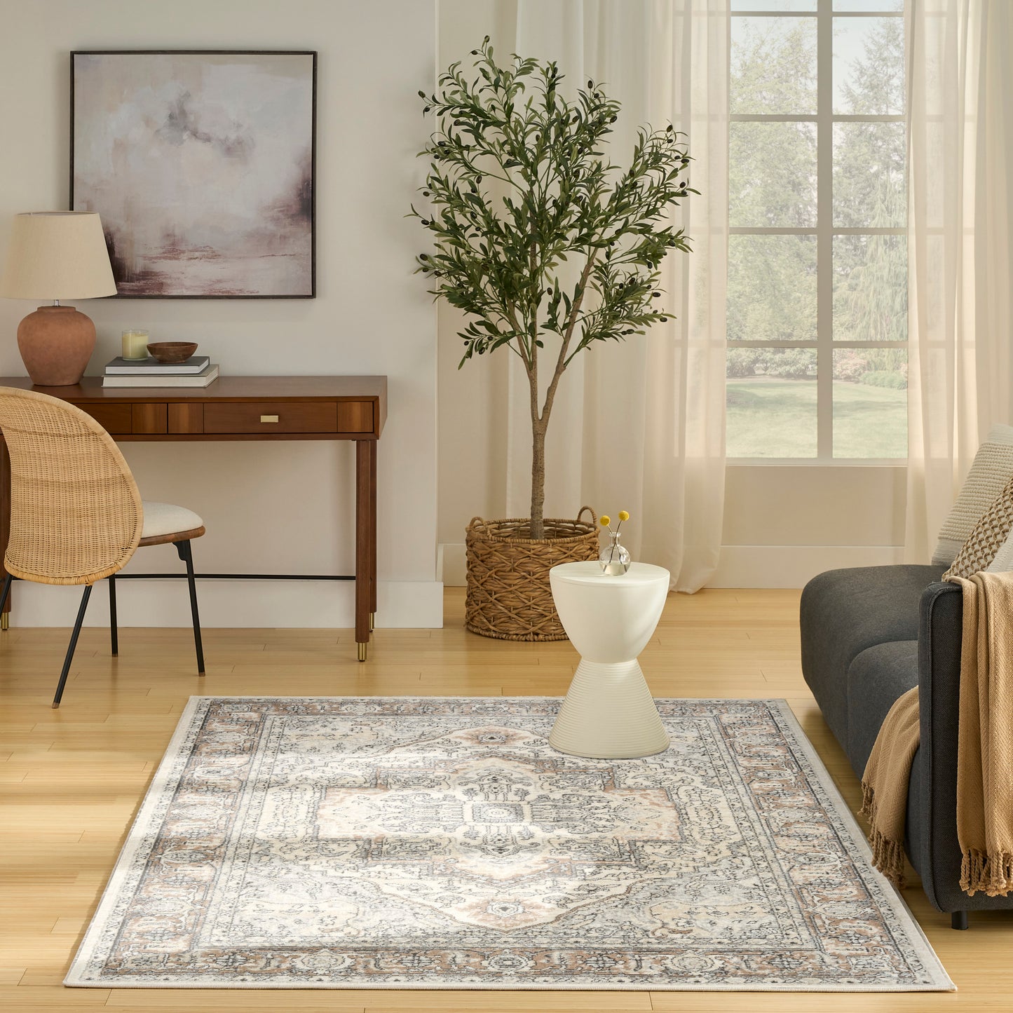 Nourison Quarry 3'9" x 5'9" Ivory Grey Taupe Vintage Indoor Rug