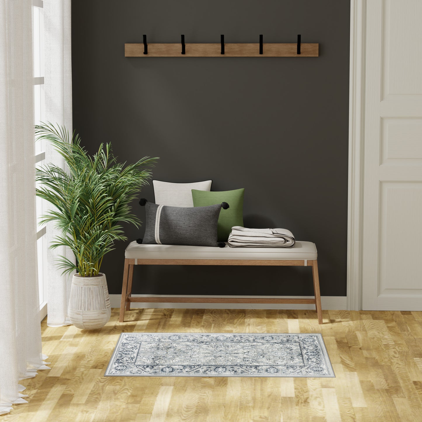 Nourison Dekor 2' x 4' Grey Navy Vintage Indoor Rug